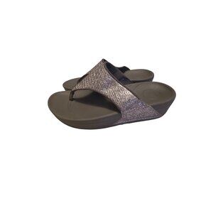 FitFlop Womens Shimmering Toe Post‎ Sandals Size 6 Metallic Gray